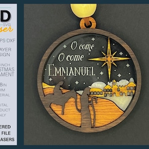 EMMANUEL ORNAMENT LASER File - Layered Christmas Ornament Laser File
