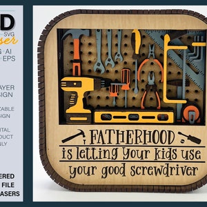 3D FATHERHOOD Kantensitter SVG - Vatertags Laserdatei - Für Glowforge - für Laser