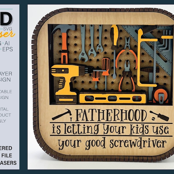 3D FATHERHOOD Shelf sitter SVG - Father's Day laser file - For Glowforge - for lasers