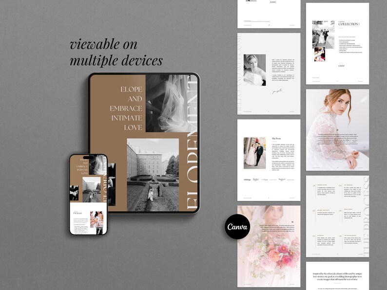 Wedding Pricing Guide Canva Template | Elegant Photography Pricing Guide with Pre-Written Copy for Wedding Photographers and Clients
