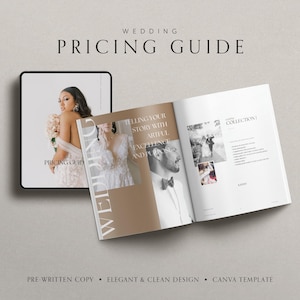 Wedding Pricing Guide Canva Template | Elegant Photography Pricing Guide with Pre-Written Copy for Wedding Photographers and Clients