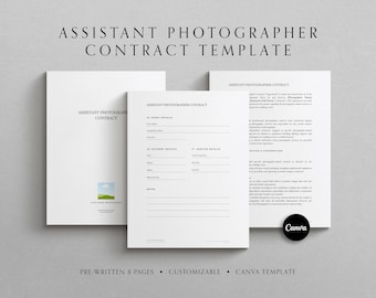 Assistant Photographer Contract Template | Wedding Photography Second Shooter Canva Agreement (Digital Download)