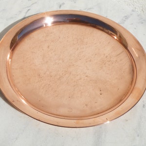COPPER SERVICE TRAY Grand Plateau en Cuivre Antique French Copper Serving Tray. Diameter 13.75&quot;/34.8&quot;  Weight  1.53lb/0.69kg Thickness 1.1mm