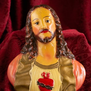 Vintage Chalkware Plaque of Jesus