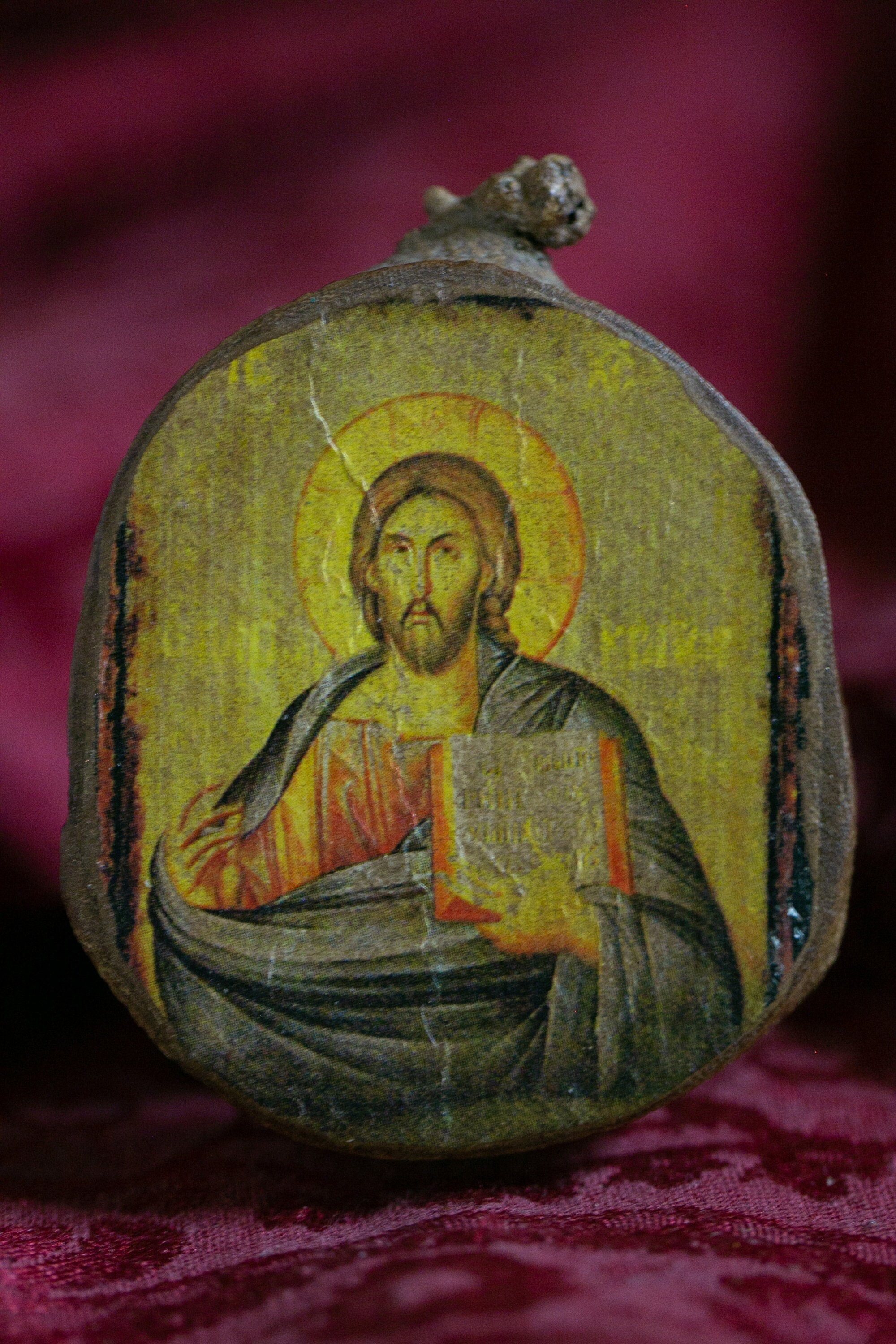 Vintage Jesus Icon on Wood