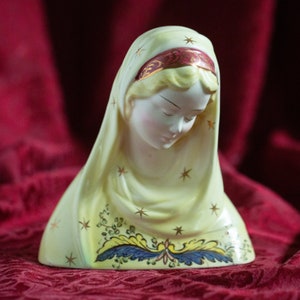 Vintage Handpainted Porcelain Bust of the Virgin Mary
