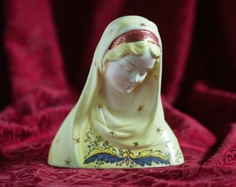 Vintage Handpainted Porcelain Bust of the Virgin Mary