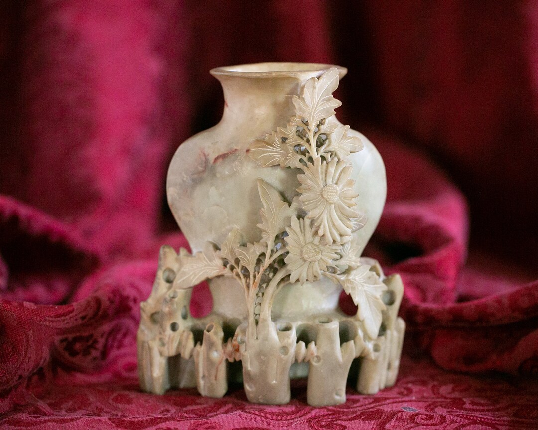 Large Antique Chinese Soapstone Vase Etsy