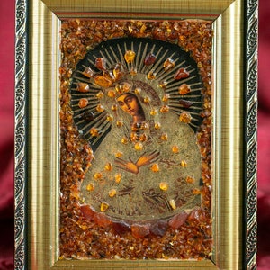 Vintage Goldene Madonna Icon mit Steinen Bild 3