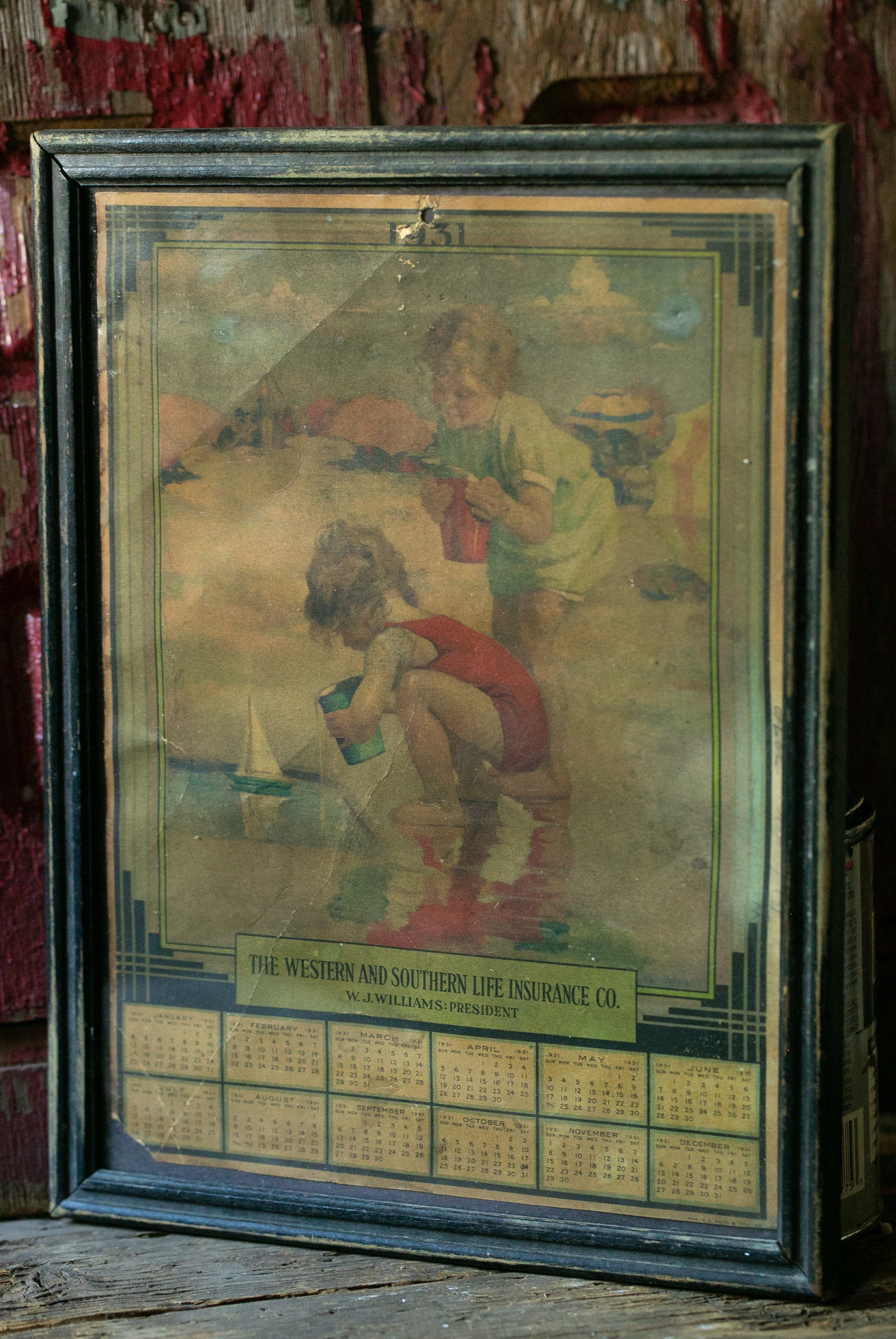 アンティーク　カレンダー Vintage Framed 1931 Calendar - Etsy