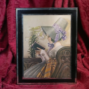 Vintage Reverse Painted Glass Framed Print