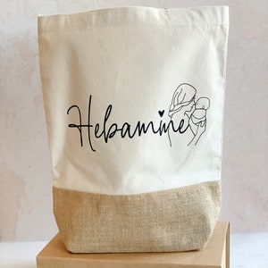 Jutebag - Hebamme mit Herz | Shopper | Dankeschön-Geschenk Hebamme | Personalisiertes Geschenk Hebamme | Hebamme + Name | Nachsorge Hebamme