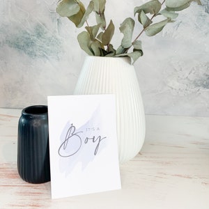 Postkarte "It's a boy" | Postkarte Genderreveal | Meilensteinkarte | Meilenstein Schwangerschaft | Watercolour Karte | Postkarte aquarell