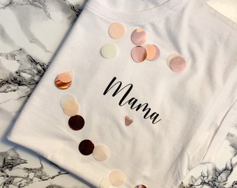 Shirt Mama | 100% Baumwolle | Personalisierbar | Mama mit Herz Geschenk Mama Personalisiert | Muttertag Geschenk