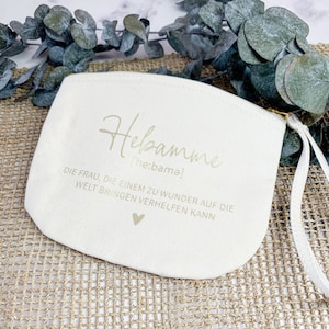 Accessoiretasche - Hebamme mit Herz | Kosmetiktasche aus Bio-Baumwolle | Dankeschön-Geschenk Hebamme | Abschiedsgeschenk Hebamme