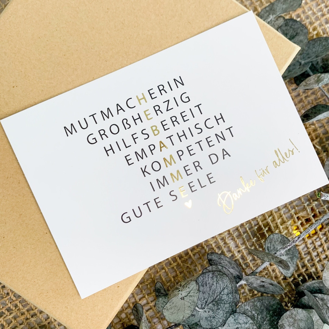 Postkarte Hebamme Danke für alles Postkarte mit Goldfolie Dankeschön
