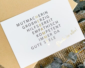 Postkarte "Hebamme - Danke für alles!" | Postkarte mit Goldfolie | Dankeschön Hebamme | Abschiedsgeschenk Hebamme | Danke Geschenk Hebamme