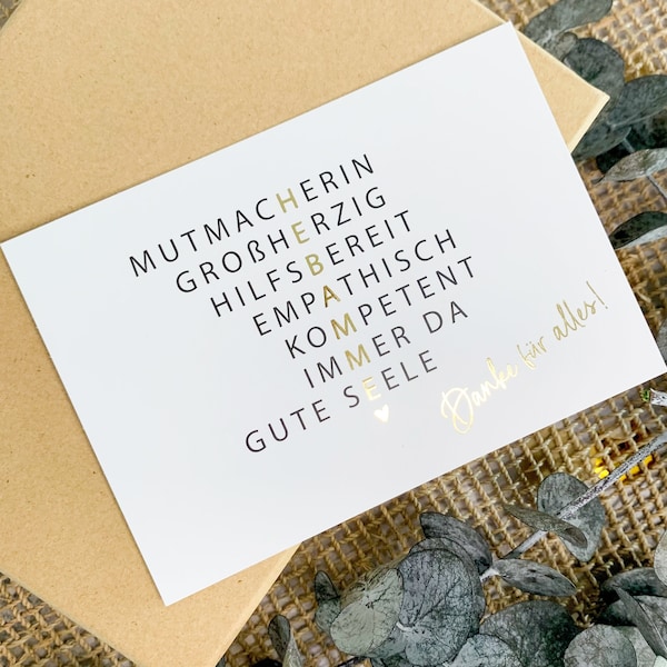 Postkarte "Hebamme - Danke für alles!" | Postkarte mit Goldfolie | Dankeschön Hebamme | Abschiedsgeschenk Hebamme | Danke Geschenk Hebamme