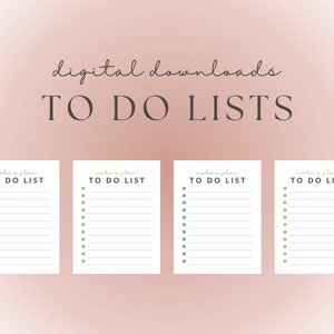 To Do Lists Printable, PDF Download, 8.5&quot;x11&quot;