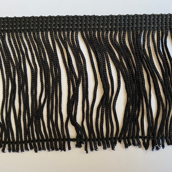 3 Yds Fringe Chainette Tassel Black Gimp Lace Trim, DIY Sewing Dance Shawl Lampshade Purses Costume Drapery Tablecloth Dresses Handbag Craft