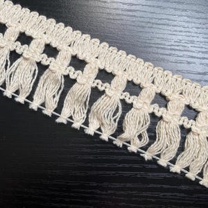 2 Yds Cotton Fringe Trim Natural 2” Lightweight Cotton Fringe Tassel Trim, White Fringe Drapery, Sewing, Crafts Tablecloth, Quilt, Pillow