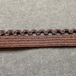 10 Yds Decorative Picot Edge Elastic Stretch Brown Band, Scalloped Edge Lingerie Underwear Bra Embellishment Headband Elastic Lace Trim, DIY