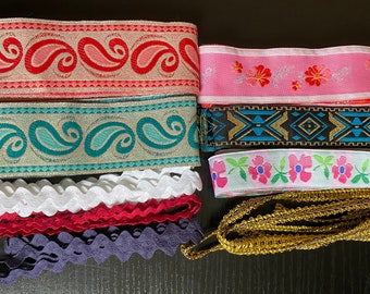 Ribbon Grab Bag Assorted Scrapbook Journal Remnants Crafts Sewing Trims
