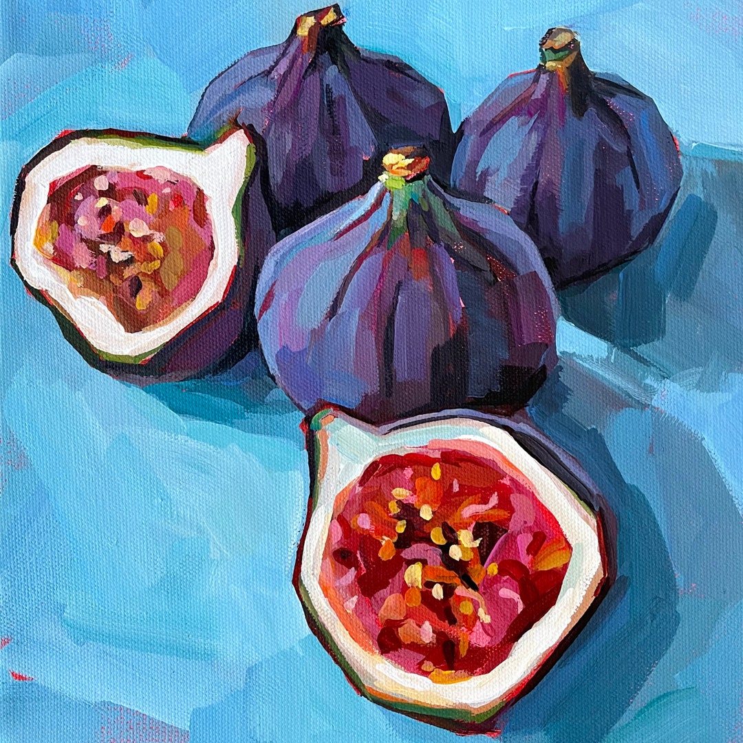 Fig Art Print, Fig Painting, Fruit Painting, Kitchen Art, Gallery Wall, Colorful Art Etsy