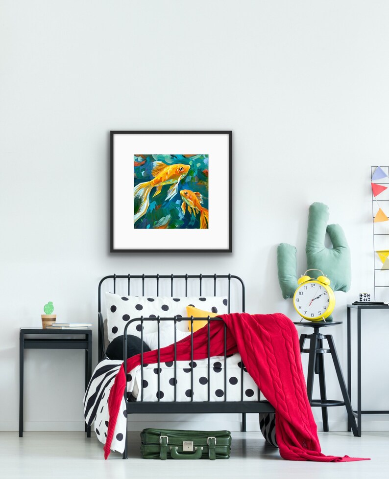 Modern Fish Painting Fish Art Print Goldfish Painting Etsy