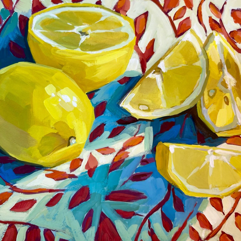 Lemon Painting Lemons Art Print Kitchen Art Modern Etsy