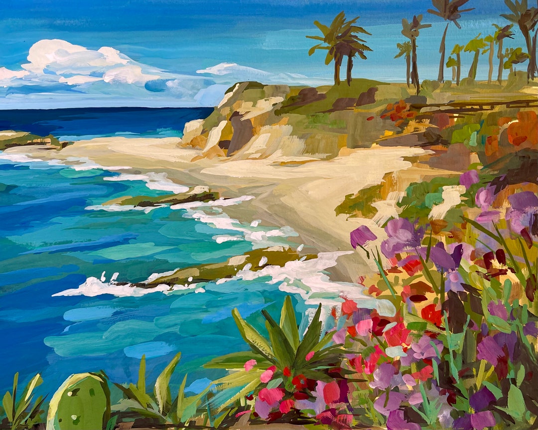 Laguna Beach Art Print, Laguna Beach Painting, Beach Art, Impressionist