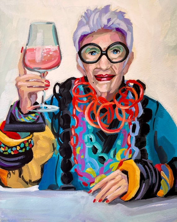 Iris Apfel Art Print Iris Apfel Painting Portrait Fashion Etsy