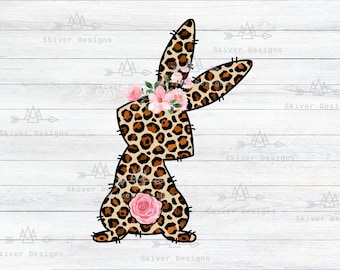 Lapin de Pâques PNG, Sublimation de Pâques, Clipart lapin imprimé léopard, Pâques PNG Design, Pâques Sublimation Clipart