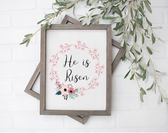 He Is Risen Sign, Matthew 28:6, Easter Sign Decor, Easter Printable, Bible Verse Print, Scripture Print, Christian Printable, Spring Decor