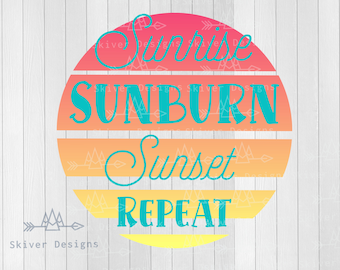 Amanecer sunburn puesta de sol repetir png, Sunrise sunburn sunset sublimation, Beach png, Summer Shirt png, camisa de playa, Vacation png