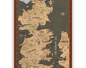 Westeros Map King\u2019s Landing Map GoT Map Poster on Handmade Scroll Game of Thrones