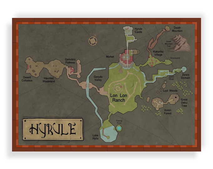 Ocarina of Time Hyrule Map Poster - Etsy