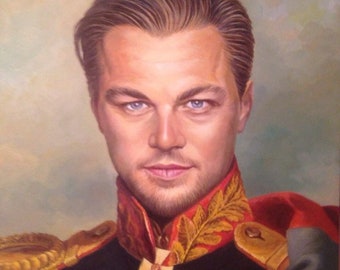 Hand painted oil on canvas portrait of Leonardo DiCaprio