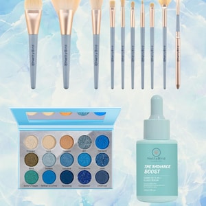 Oogschaduwpalet make-upborstelserumset, Radiance Boost Glow-serum en make-upborstels Oogschaduw Cadeau voor haar