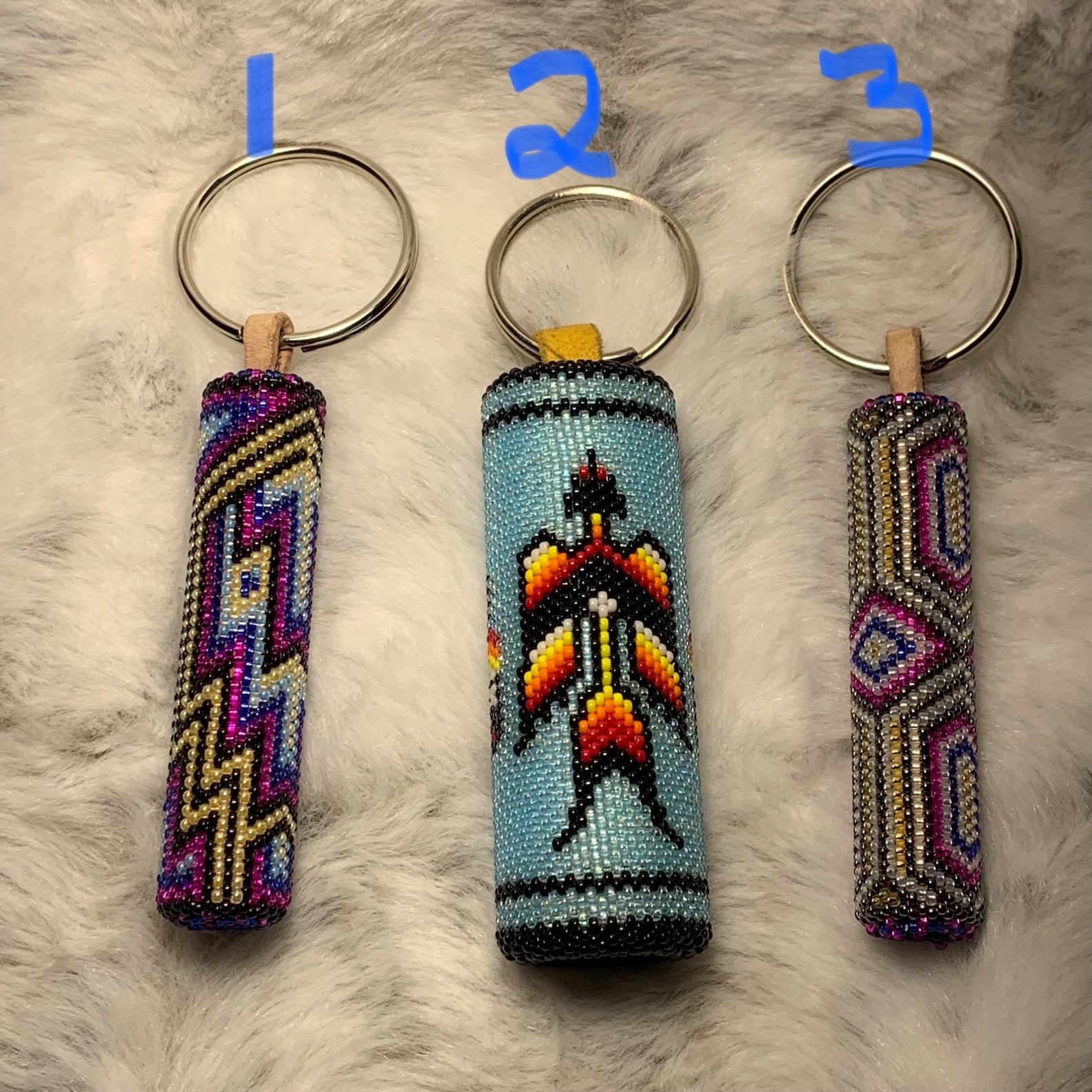 Hand Beaded Keychain Peyote Stitch Etsy