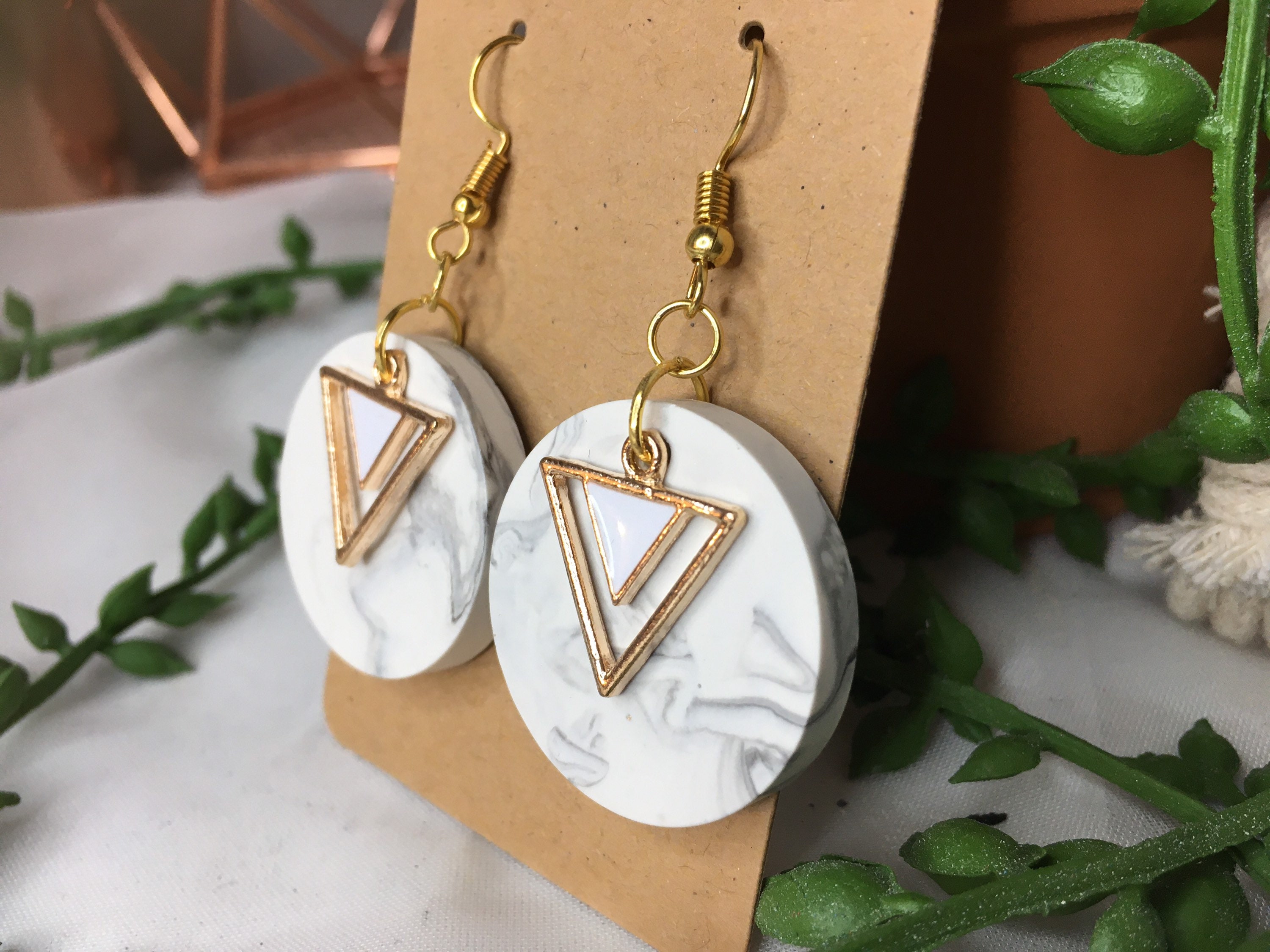 Jesmonite earrings drop earrings dangly earrings marble Etsy