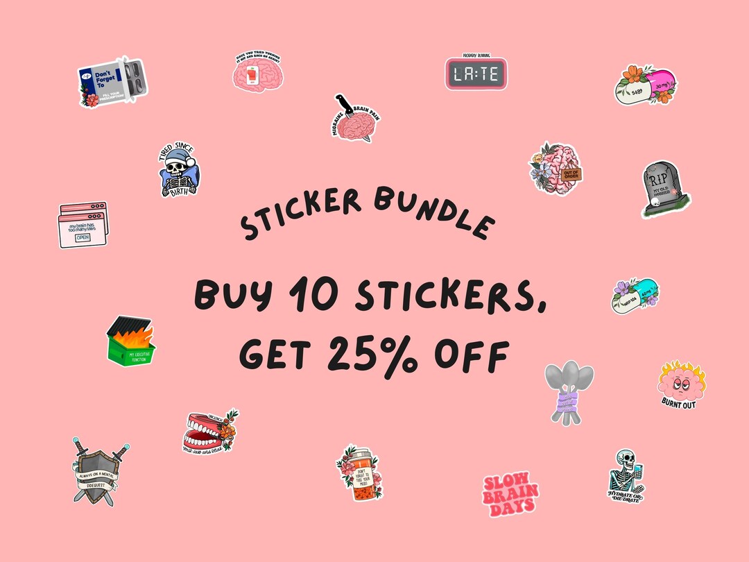 Addative Sticker Custom Sticker Bundle, ADHD Sticker Pack, Sticker Assortment, ADHD and ...