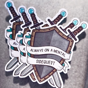 Mental Sidequest, ADHD Sticker, ADHD Gift, ADHD Quote, Adhd Distracted Sticker, Neurospicy Sticker, Adhd laptop Sticker, Neurodivergent Gift