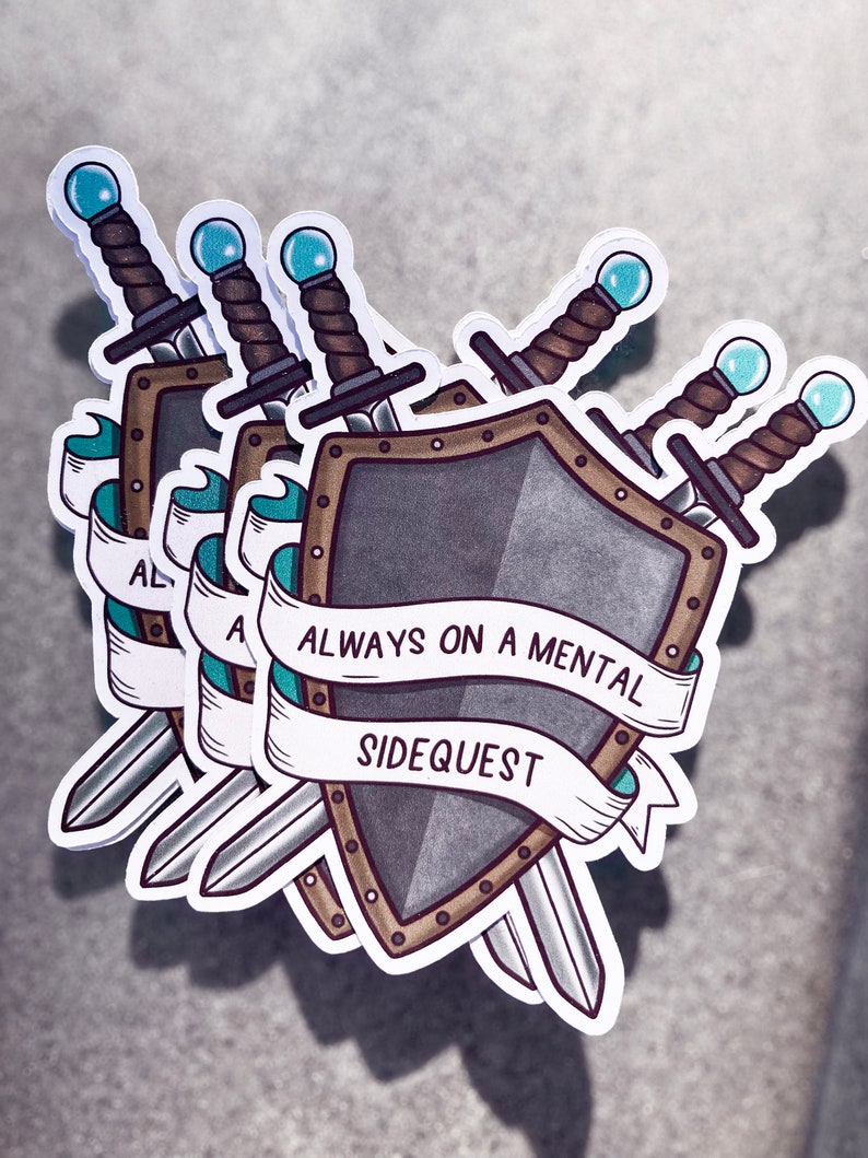Mental Sidequest, ADHD Sticker, ADHD Gift, ADHD Quote, Adhd Distracted Sticker, Neurospicy Sticker, Adhd laptop Sticker, Neurodivergent Gift