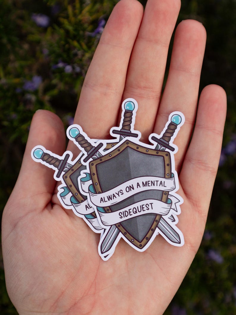 Mental Sidequest, ADHD Sticker, ADHD Gift, ADHD Quote, Adhd Distracted Sticker, Neurospicy Sticker, Adhd laptop Sticker, Neurodivergent Gift