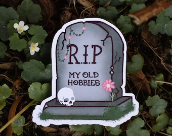 R.I.P My Old Hobbies, Funny ADHD Sticker, Neurodivergent Decal Sticker, Laptop Sticker, ADHD Gift Idea, Neurospicy Gifts, Tombstone Sticker