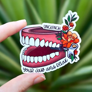 Unclench Your Jaw Reminder, ADHD Stickers, Autism Stickers, ADHD Gift Ideas, Mental Health Quotes, Relax Your Jaw, Neurospicy Sticker, ADHD