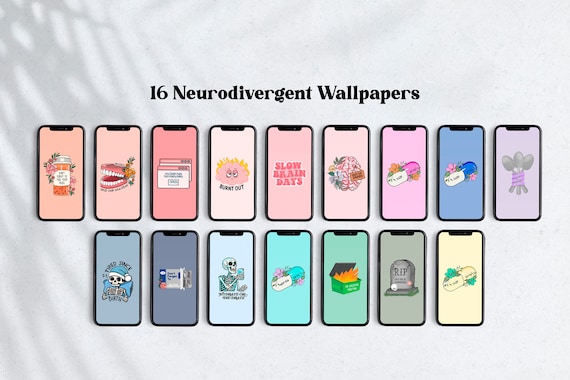 ADHD Phone Wallpapers, Reminder Wallpaper iPhone, Mental Health Smartphone Wallpaper Set, iPhone Funny Background, Colourful Wallpaper, ADHD