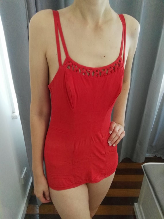 Jantzen 1950s Classic Orange Vintage Swimsuit - Sm