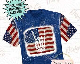 Fourth of July Digital Design for Sublimation, includes matching sleeves, Americal Rocks PNG, USA PNG, Red, White, and Blue Designs